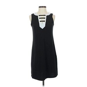Michael Kors Medium Black White Lace Up Sleeveless V-Neck Tank Mini Tunic Dress